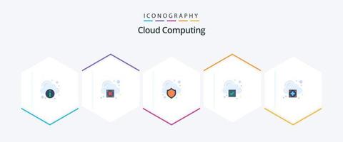 Cloud Computing 25 Flat Icon Pack inklusive Plus. Ok. Wolke. Kennzeichen. prüfen vektor