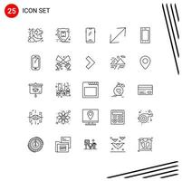 25 tematiska vektor rader och redigerbar symboler av enheter hörn paket pil android redigerbar vektor design element