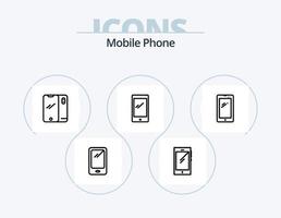 mobil telefon linje ikon packa 5 ikon design. . vektor