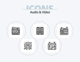 audio och video linje ikon packa 5 ikon design. spela. leva. högtalare. social media. spela vektor
