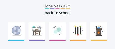 tillbaka till skola platt 5 ikon packa Inklusive Tal. talarstolen. morgon. podium. skola förnödenheter. kreativ ikoner design vektor