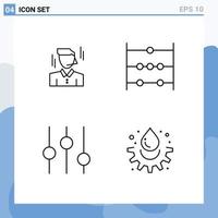 4-Benutzeroberflächen-Linienpaket mit modernen Zeichen und Symbolen von Geschäftsleuten, die Mann-Wissenschaftswasser editierbare Vektordesign-Elemente tunen vektor