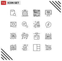 16 kreative Symbole moderne Zeichen und Symbole von Informationen ddos Rack Data Studio editierbare Vektordesign-Elemente vektor