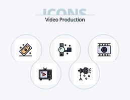 video produktion linje fylld ikon packa 5 ikon design. öppen volym. förstärkare. TV uppsättning. vinnare. stjärna vektor