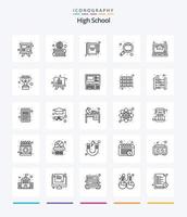 Creative High School 25 Gliederungssymbolpaket wie Studie. Forschung. Buchen. Lernen. schreiben vektor