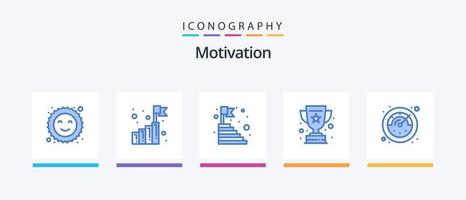 motivering blå 5 ikon packa Inklusive stoppur. Framgång. topp. stjärna. tilldela. kreativ ikoner design vektor