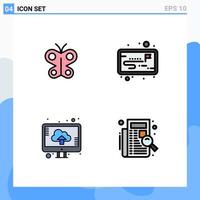 4 universelle Filledline-Flachfarben für Web- und mobile Anwendungen eingestellt Schmetterlingslagerfeder-Workflow Überprüfen Sie editierbare Vektordesign-Elemente vektor