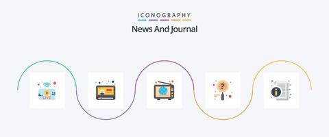 News Flat 5 Icon Pack inklusive Informationen. Über. Netz. Suche. Nachrichten vektor