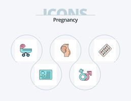 graviditet linje fylld ikon packa 5 ikon design. släppa. ultraljud. medicinsk. bebis. graviditet vektor