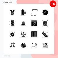satz von 16 modernen ui symbolen symbole zeichen für pokeball film film kino schriftart editierbare vektordesignelemente vektor