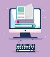 Online-Bildung, Computer-E-Books und Tastaturstudium vektor