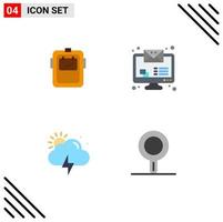 Packung mit 4 modernen flachen Symbolen, Zeichen und Symbolen für Web-Printmedien wie Maske, Wetter, Schweißer, Nachricht, Küche, editierbare Vektordesign-Elemente vektor