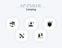 camping glyf ikon packa 5 ikon design. . hasselnöt. navigering. mat. brand vektor