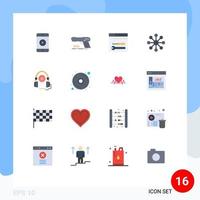 satz von 16 modernen ui-symbolen symbole zeichen für kurs teilen waffenserver web editierbares paket kreativer vektordesignelemente vektor