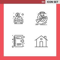 Packung mit 4 kreativen Filledline-Flachfarben von Autoreferenzen präsentieren Diagrammkontakte editierbare Vektordesign-Elemente vektor