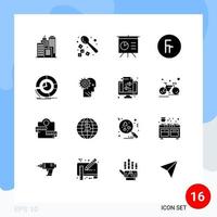 Aktienvektor-Icon-Pack mit 16 Linienzeichen und Symbolen für Diagrammanalysen Board-Analyse Finanzen editierbare Vektordesign-Elemente vektor