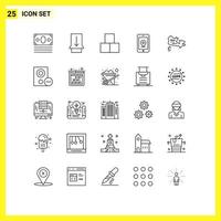 25 universelle Linienzeichen Symbole von Computern Kartenziegeln Kanada Internet editierbare Vektordesign-Elemente vektor