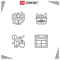 Stock Vector Icon Pack mit 4 Zeilenzeichen und Symbolen für Handklick-Business-Tasche Pay-per-Click editierbare Vektordesign-Elemente