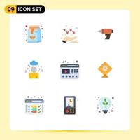 Stock Vector Icon Pack mit 9 Zeilen Zeichen und Symbolen für Web Player Power Rainy Man editierbare Vektordesign-Elemente