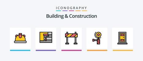 byggnad och konstruktion linje fylld 5 ikon packa Inklusive . vält. slipning. målning. byggnad. kreativ ikoner design vektor