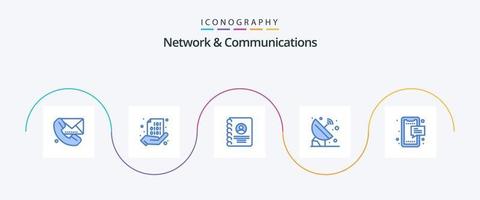 nätverk och kommunikation blå 5 ikon packa Inklusive signal. astronomi. hand. satellit. användare vektor