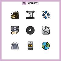 uppsättning av 9 modern ui ikoner symboler tecken för rabatt multimedia förstora kontrollera hand redigerbar vektor design element