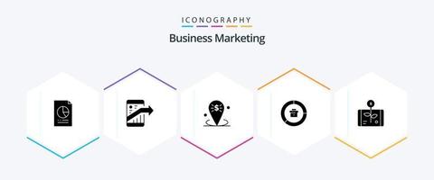 Business Marketing 25 Glyphen-Icon-Pack mit Daten. Analyse. seo. Platzhalter. Lage vektor