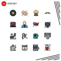 Stock Vector Icon Pack mit 16 Linienzeichen und Symbolen für Männer Movember Party Hipster Ostern editierbare kreative Vektordesign-Elemente