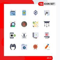 Stock Vektor Icon Pack mit 16 Linienzeichen und Symbolen für Lineal Blaupause arrangieren Skizzenebene editierbares Paket kreativer Vektordesign-Elemente