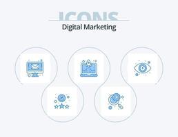 digitales Marketing blaues Icon Pack 5 Icon Design. Dollar. Email. Rakete. starten vektor