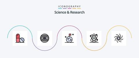 Wissenschaftslinie gefülltes flaches 5-Icon-Paket einschließlich . Platz. Universum. Galaxis vektor
