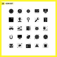 25 användare gränssnitt fast glyf packa av modern tecken och symboler av bröllop kärlek iot musik mål redigerbar vektor design element
