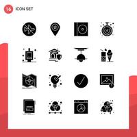 modern uppsättning av 16 fast glyfer pictograph av bad timer markör tid skiva redigerbar vektor design element