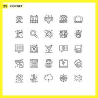 25 kreative Symbole moderne Zeichen und Symbole des Eisenbahn-Plastikwagenmaterials ok editierbare Vektordesign-Elemente vektor