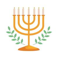 Hanukkah ljuskrona gyllene och blad vektor