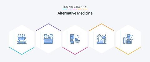 alternativ medicin 25 blå ikon packa Inklusive honung. natur. ekologi. svamp. mat vektor