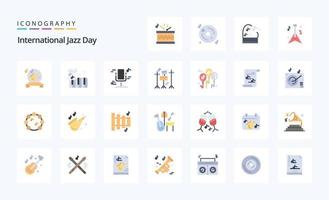 25 International Jazz Day Flat Color Icon Pack vektor