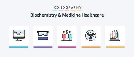 biokemi och medicin sjukvård linje fylld 5 ikon packa Inklusive medicinsk. sjukhus. sjukhus. patient. dna. kreativ ikoner design vektor