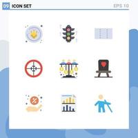 Stock Vector Icon Pack mit 9 Zeilen Zeichen und Symbolen für Sponsor Investment Investment Army Equity Target editierbare Vektordesign-Elemente