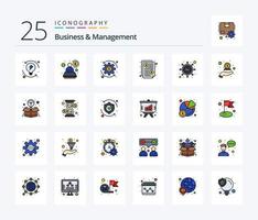 Business und Management 25 Zeilen gefülltes Icon Pack inklusive Vision. Auge. Geld. Unternehmen. Preis vektor