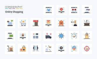 25 Online-Shopping-Flat-Color-Icon-Pack vektor