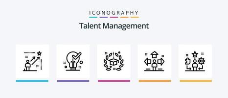 Talent Management Line 5 Icon Pack inklusive Setup. Ausrüstung. Stern. Erfolg. Stern. kreatives Symboldesign vektor