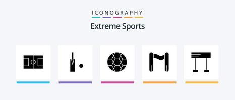 Sport Glyph 5 Icon Pack inklusive . Rennen. Fußball. Linie. Anfang. kreatives Symboldesign vektor