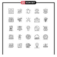 uppsättning av 25 modern ui ikoner symboler tecken för rätt pil avokado man färsk redigerbar vektor design element