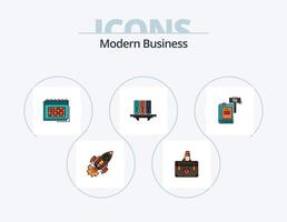 moderne Business Line gefüllt Icon Pack 5 Icon Design. persönlich. Führer. Rechner. Werdegang. Wachstum vektor