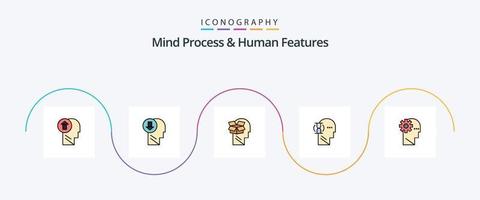Verstandsprozess und menschliche Merkmale zeilengefülltes flaches 5-Icon-Pack einschließlich Glas. männlich. Mensch. Benutzer. auspacken vektor