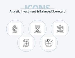 Analytische Investition und Balanced Scorecard Line Icon Pack 5 Icon Design. Verhältnis. Einschätzung. Fortschritt. Webseite. Spendensammlung vektor