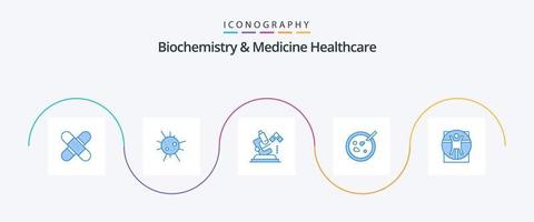 Biochemie und Medizin Healthcare Blue 5 Icon Pack inklusive Virtruvian. Analyse. Virus. Gericht. medizinisch vektor