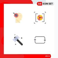 flaches Icon-Paket mit 4 universellen Symbolen für Pfeilhammer-Ziellinse zurück editierbare Vektordesign-Elemente vektor