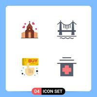 Stock Vector Icon Pack mit 4 Zeilenzeichen und Symbolen für Bogen kaufen Haus Stadt handbearbeitbare Vektordesign-Elemente